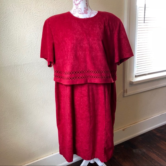 Studio C Plus Dresses & Skirts - Studio C Red Laser Cut Detail Dress 20W